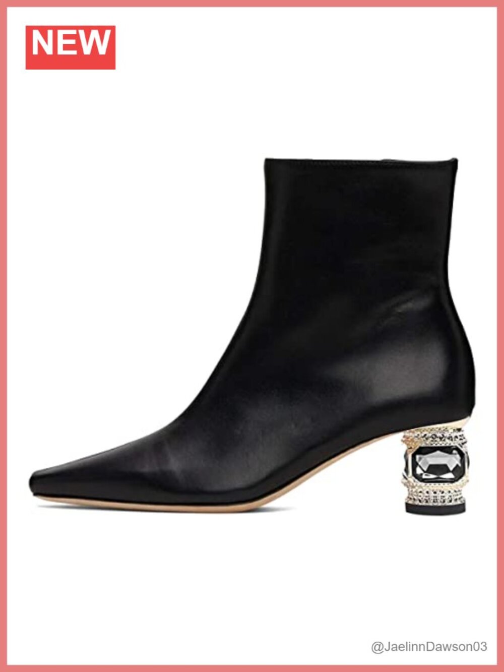 Women's Crystal Chunky Heel Ankle Boots Square Toe Side Zip Party Short Bootie